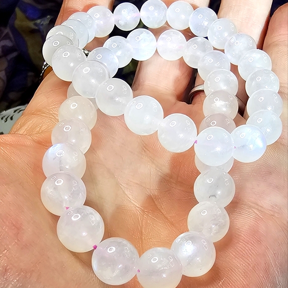 Pink Moonstone 10 mm Stretchy Stone Bracelet - Picture 2 of 3